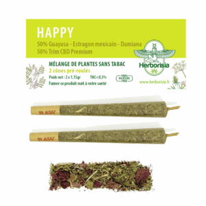 CĂŽne prĂ©-roulĂ© | MĂ©lange de plantes & fleurs CBD âHAPPYâ - X2 CĂŽne prĂ©-roulĂ© | MĂ©lange de plantes & fleurs CBD âHAPPYâ - X2