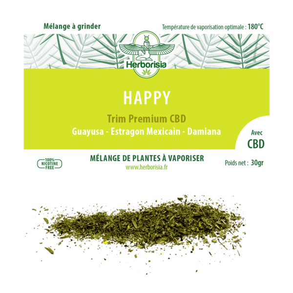 Substitut de tabac | Mélange 100% naturel de plantes à vaporiser et CBD - “Happy” Substitut de tabac | Mélange 100% naturel de plantes à vaporiser et CBD - “Happy”